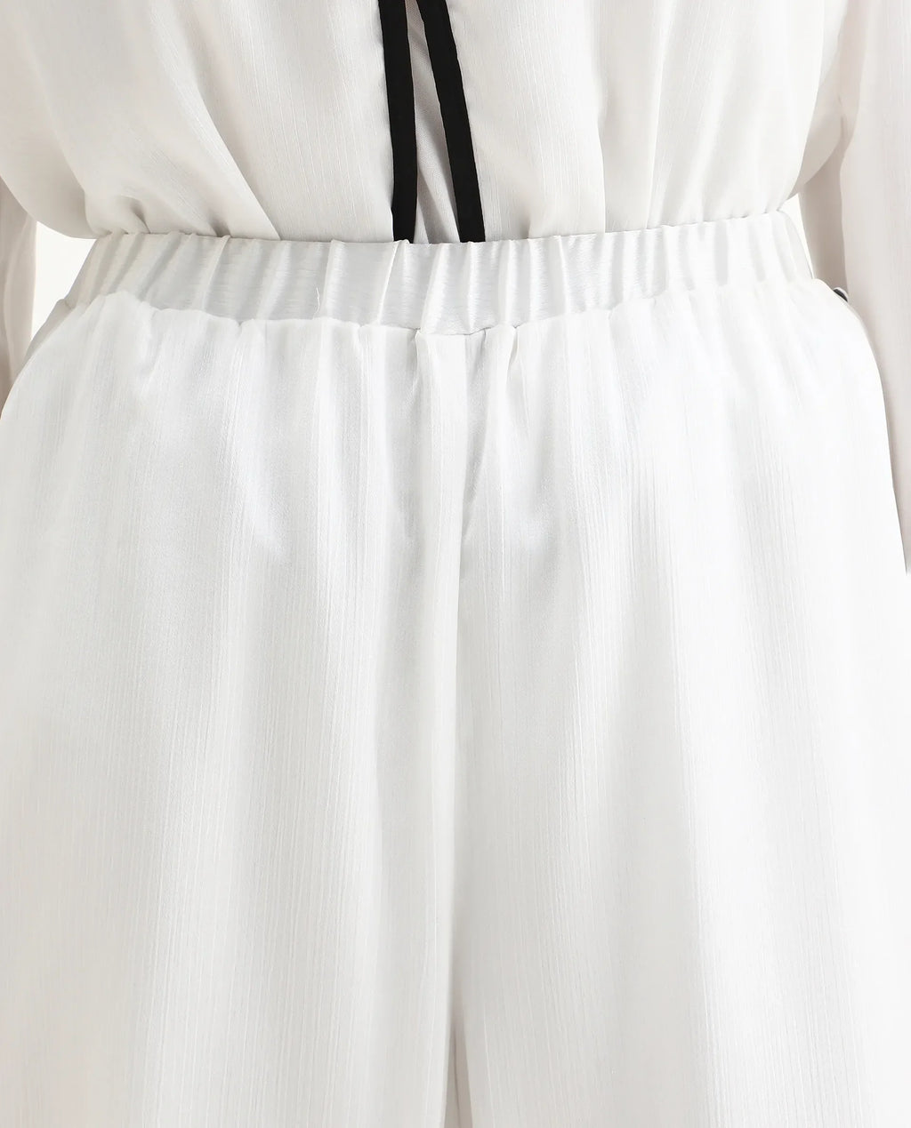 Rareism Women's Janula B White Polyester Plain Ankle Length Flared Trouser
