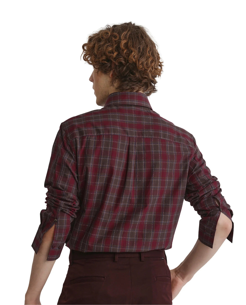 Rare Rabbit Men's Jessen Red Checked Print Regular Fit Full Sleeve Collared Shirt