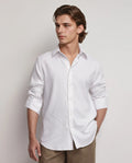 Rare Rabbit Men's Jin White Viscose Plain Regular Fit Full Sleeve Collared Shirt