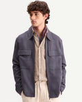 Rare Rabbit Men's Jomo-T-26 Dusky Purple Linen Blend Spread Collar Zipper Regular Plain Shacket