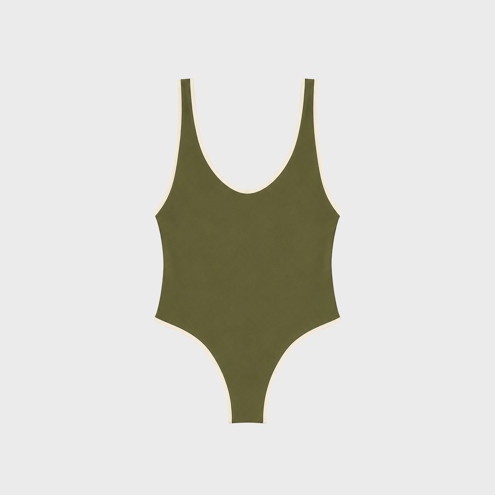 JADE Cheeky Contour One Piece - Olive / Ivory