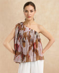 Rareism Women's Kamri Multi Polyester One Shoulder Floral Print One Shoulder Regular Fit Top