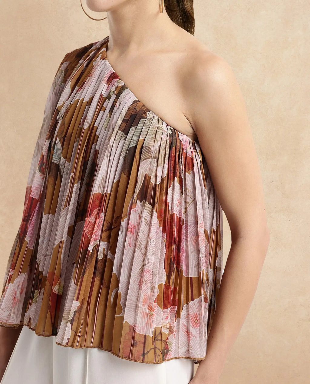 Rareism Women's Kamri Multi Polyester One Shoulder Floral Print One Shoulder Regular Fit Top
