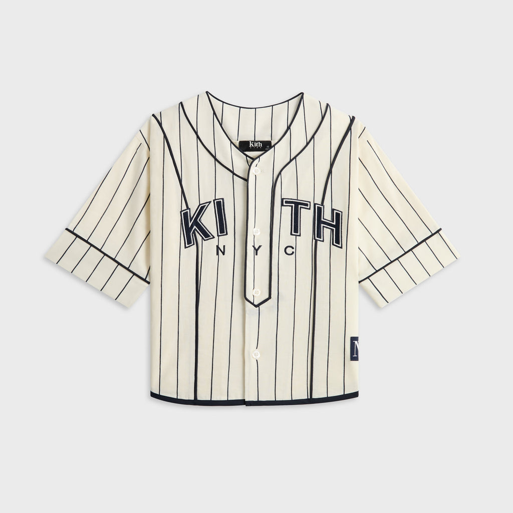 Kith Kids Pinstripe Baseball Shirt - Silk