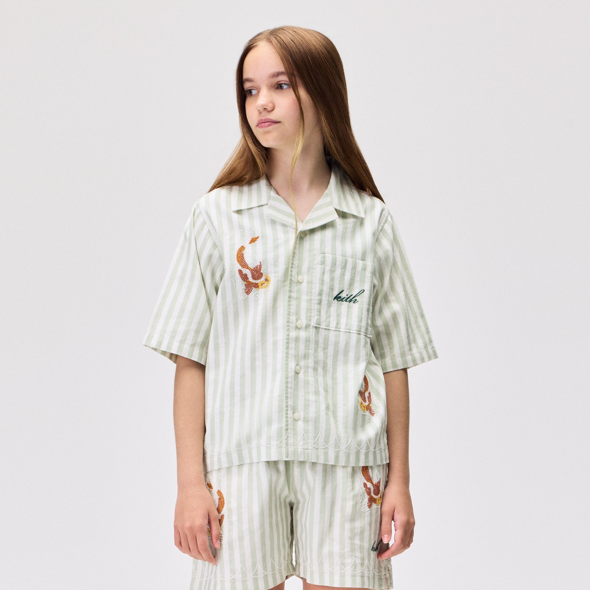 Kith Kids Embroidered Thompson Camp Shirt - Sage