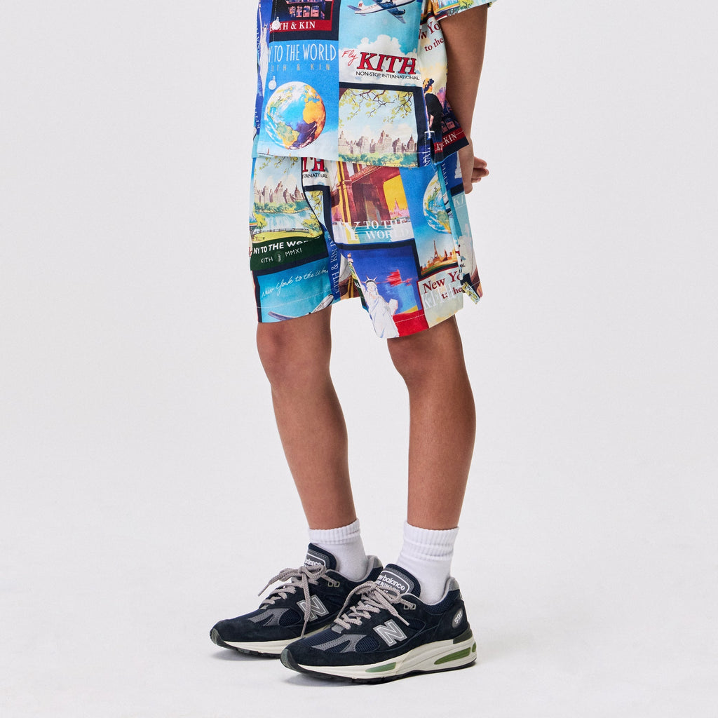 Kith Kids World Travel Printed Thompson Camp Short - Nocturnal