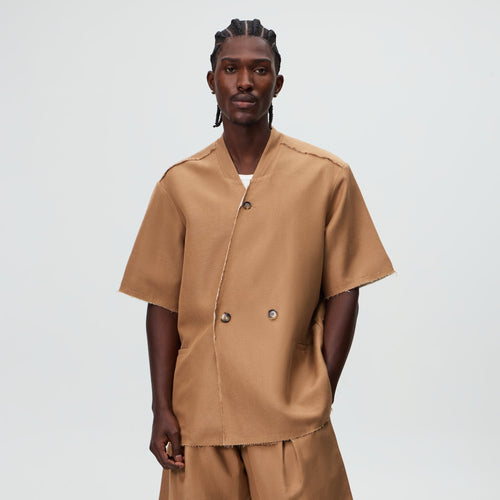 &Kin Linen Viscose Twill Mathis Shirt - Strand