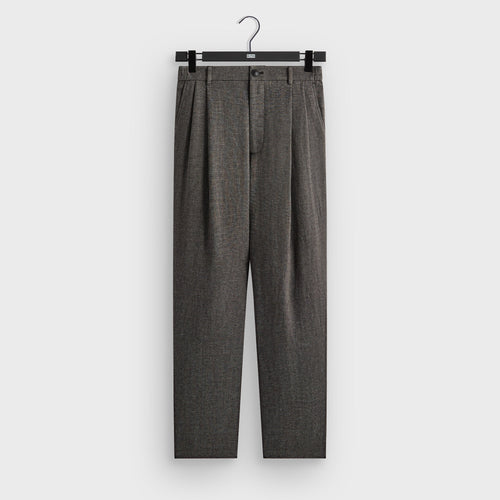 &Kin Textured Linen Flax Brynn Pleated Pant  - Black Melange