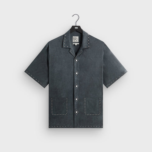 &Kin Studded Cupro Linen Sawyer Shirt - Somber