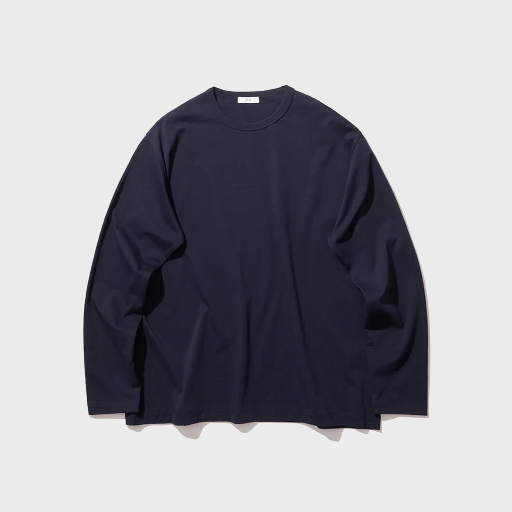 ATON Dry Cotton Jersey Standard Long Sleeve Tee - Navy