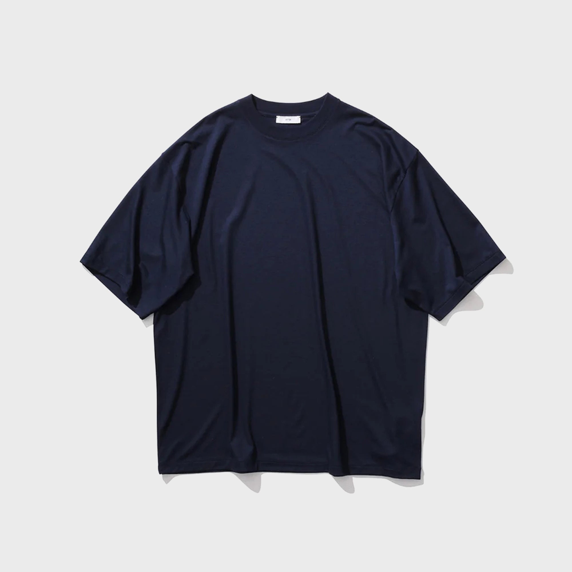 ATON Royal Wool Jersey Loose Fit Tee - Navy