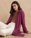 Rareism Women's Krataz Dusky Maroon Polyester Spread Collar Plain Cuffed Sleeve Knee Length Regular Fit Jacket