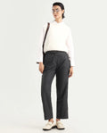 Rareism Women's Levels Black Polyester Plain Ankle Length Tapered Trouser