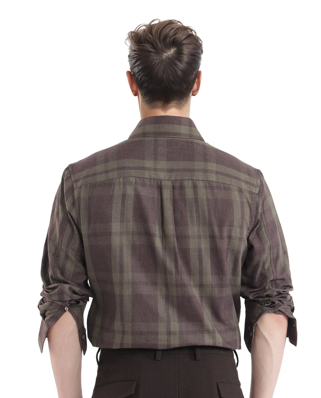 Rare Rabbit Men's Licot Dark Olive Cotton Checked Print Regular Fit Full Sleeve Collared Shirt