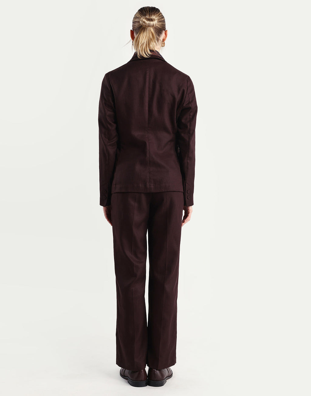 Rareism Women's Linzy-B Brown 100% Linen Straight Plain Trouser
