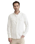Rare Rabbit Men's Lyton-2 Off White Cotton Plain Regular Fit Full Sleeve Collared Shirt