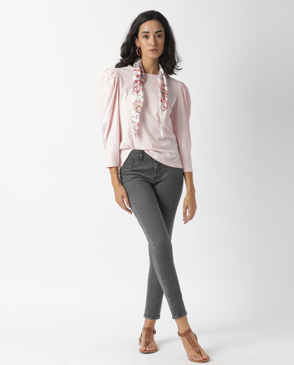 Rareism Women's Ballerina Pink Crew Neck Plain Knee Length Regular Fit Top