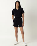 Rareism Women's Medium Weight Terry 290 Gsm Cotton Blend Plain Mini Relaxed Fit Shorts