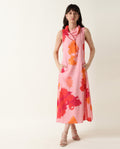 Rareism Womens Cyrus Pink Dress Cotton Fabric Regular Fit Sleeveless Round Neck