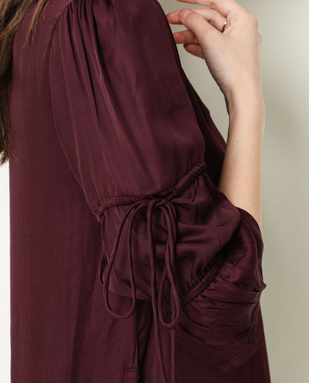 Rareism Women's Jamm Maroon V-Neck Plain Knee Length Regular Fit Dress