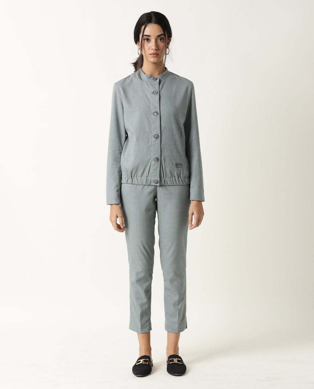 Rareism Women's Ophilia Green Cotton Solid Trouser