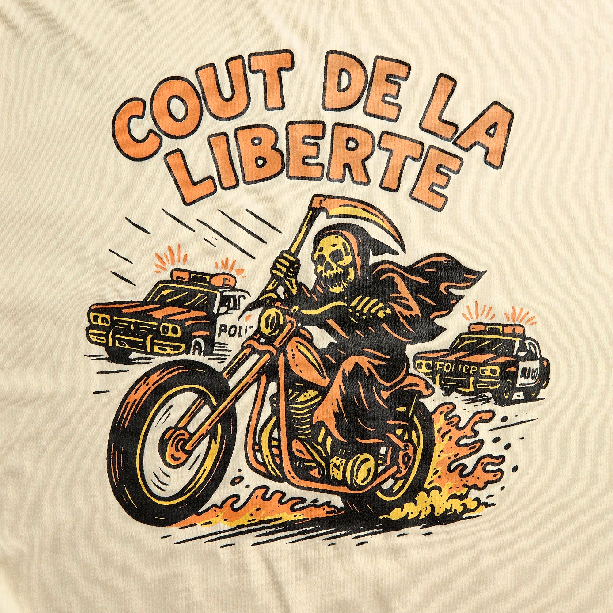 Coût De La Liberté Freddie CDLL Grimm Reaper Rides Again Short Sleeve Tee - Cream