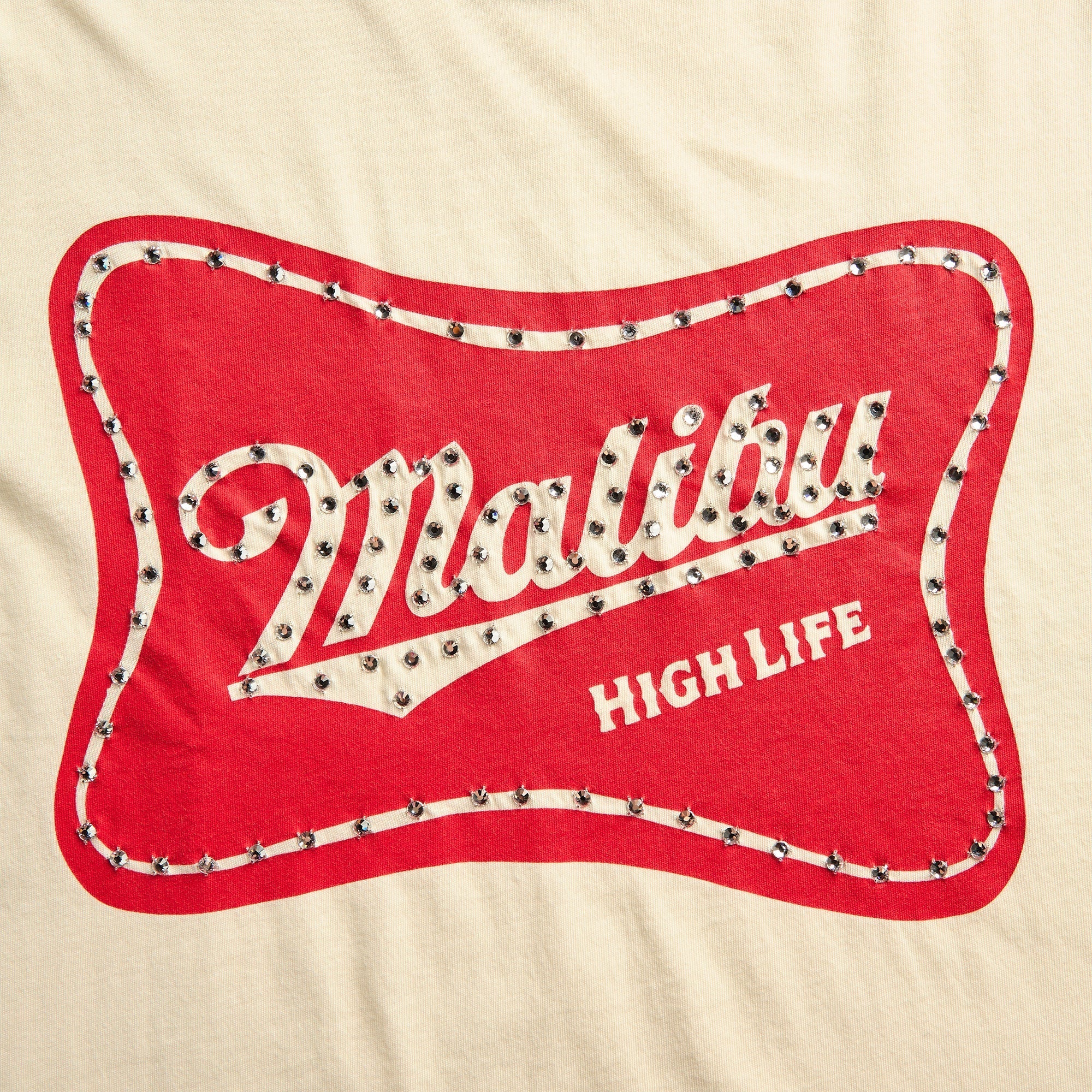 Coût De La Liberté Sammy Malibu Embellished Short Sleeve Tee - Vintage Cream