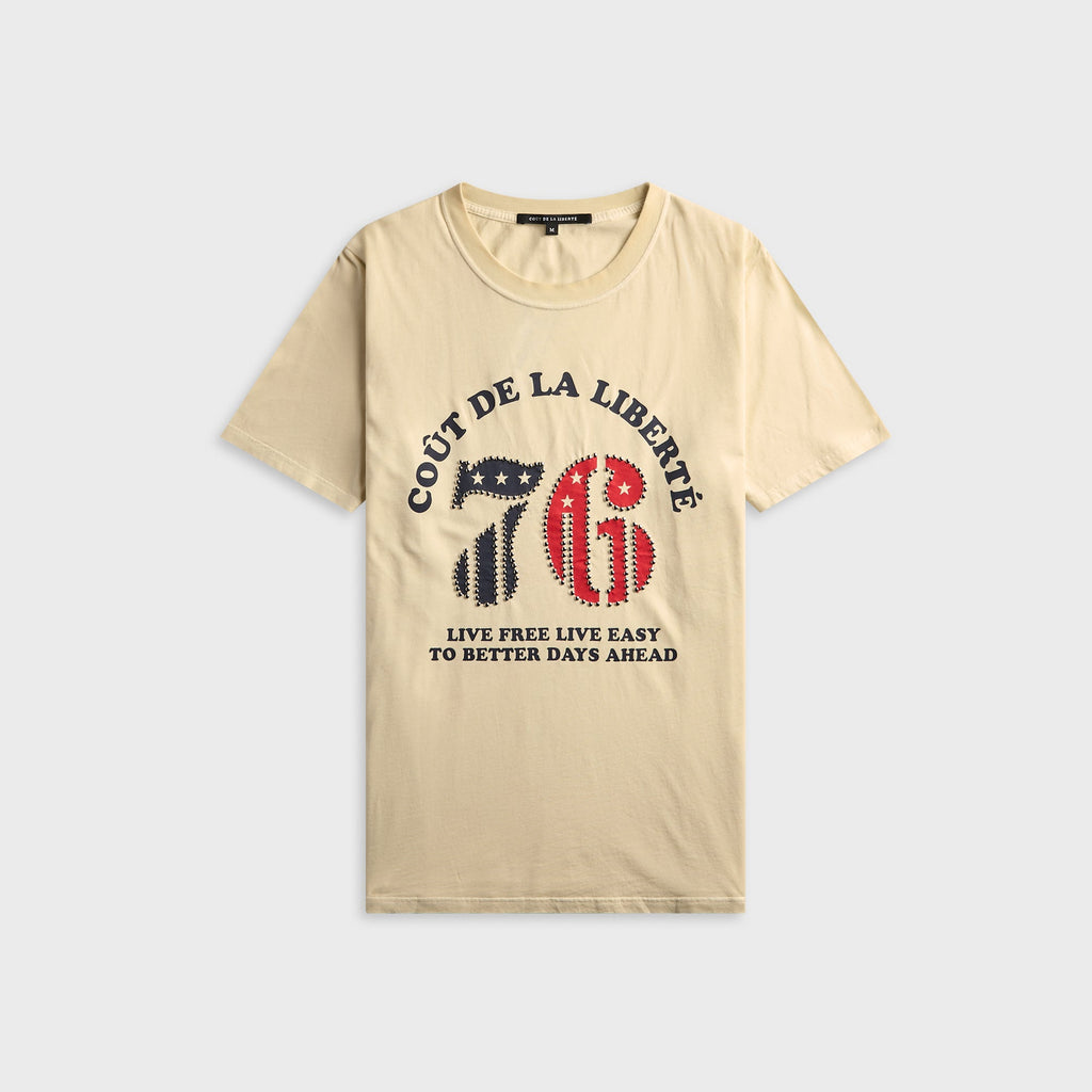 Coût De La Liberté Sammy 'CDLL 76' Embellished Short Sleeve Tee - Vintage Cream