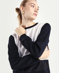 Rareism Women's Melone Black Cotton Blend Crew Neck Plain Relaxed Fit Sweatshirt