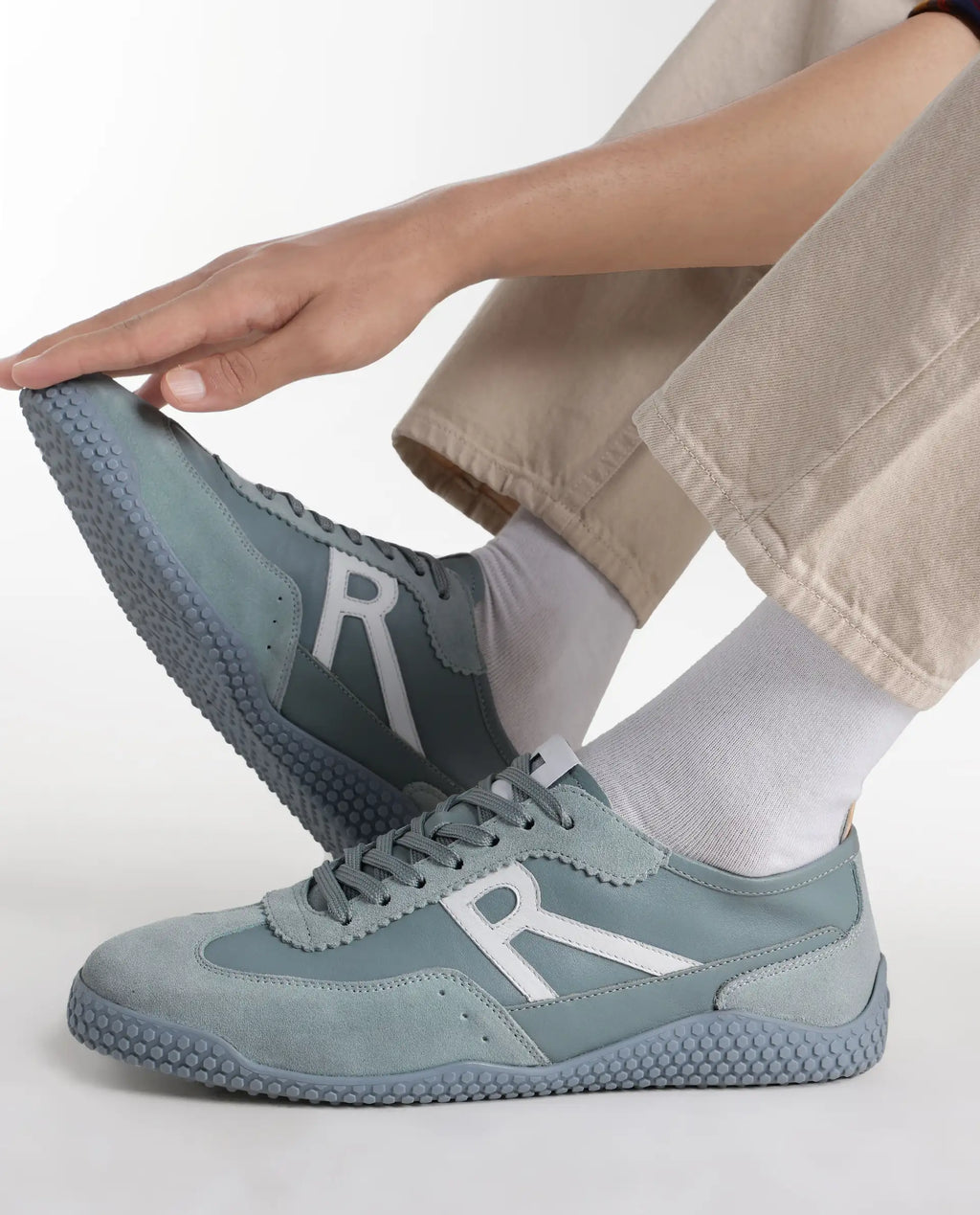 Rare Rabbit Men's Membo Light Sage Leather Fabric Sneaker