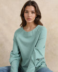 Rareism Women's Men'sto Dusky Green Cotton Blend Crew Neck Plain Relaxed Fit Sweatshirt