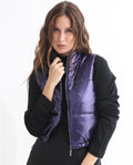Rareism Women's Mindy Purple Polyester High Neck Plain Sleeveless Regular Fit Jacket