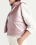 Rareism Women's Mindy Pink Polyester High Neck Plain Sleeveless Regular Fit Jacket