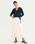 Rareism Women's Minjin Dark Purple Overlap Neck Plain Relaxed Fit Cardigan