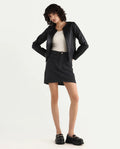 Rareism Women's Misko Black Cotton Plain Mini Straight Fit Skirt