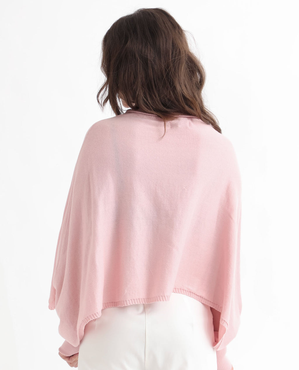 Rareism Women's Modem Pink Cotton High Neck Plain Volume Sleeve Relaxed Fit Sweater