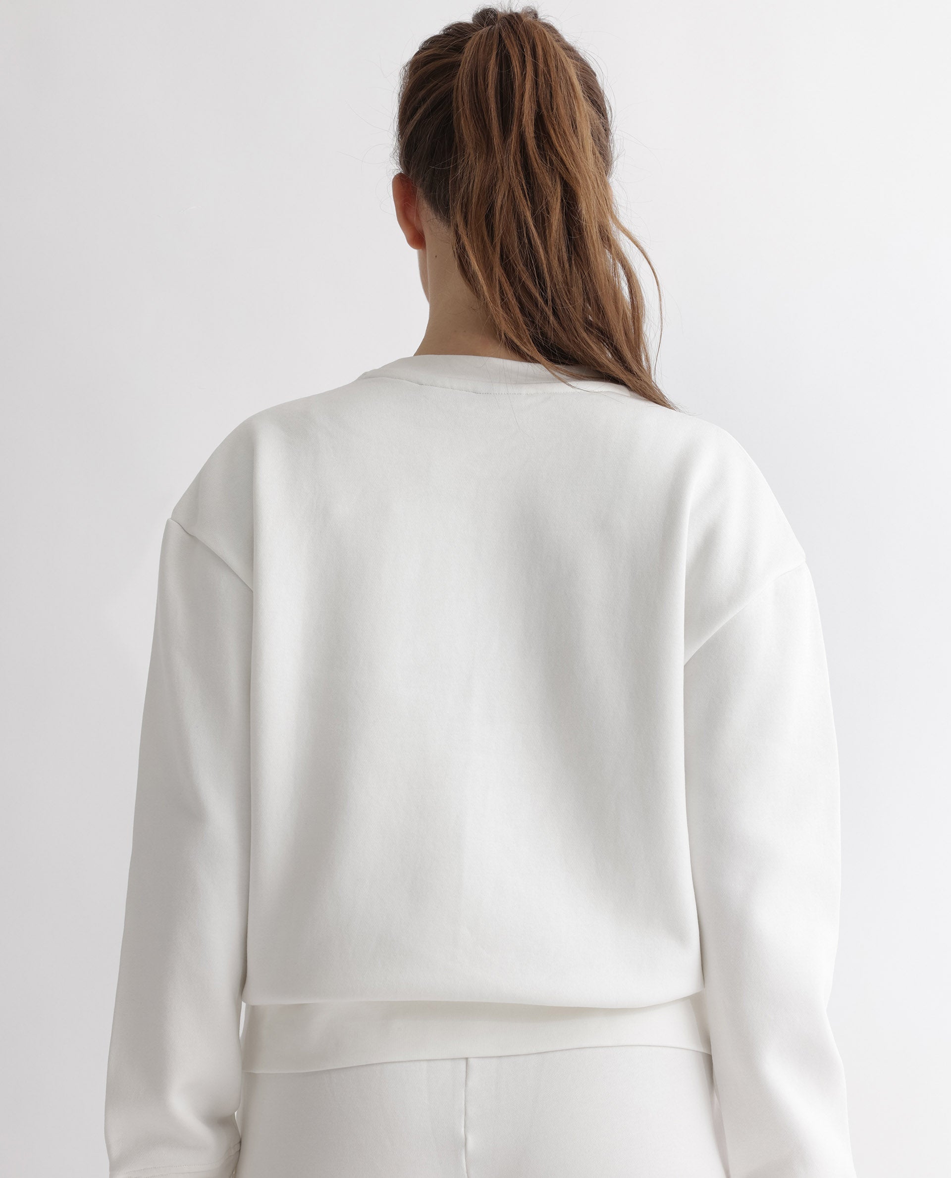 Rareism Women's Keith Off White Polyester Blend Crew Neck Graphic Print Relaxed Fit Sweatshirt