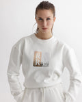 Rareism Women's Keith Off White Polyester Blend Crew Neck Graphic Print Relaxed Fit Sweatshirt