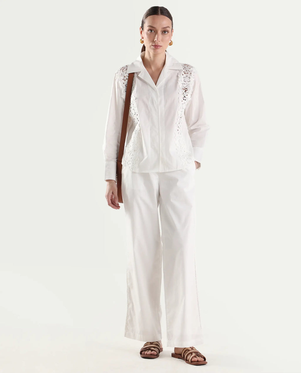 Rareism Women's Mysa-T Off White Cotton Full Sleeve Lapel Neck Relaxed Plain Shirt