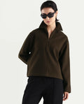 Rareism Women's Nacoz Olive Polyester Blend Spread Collar Regular Fit Jacket