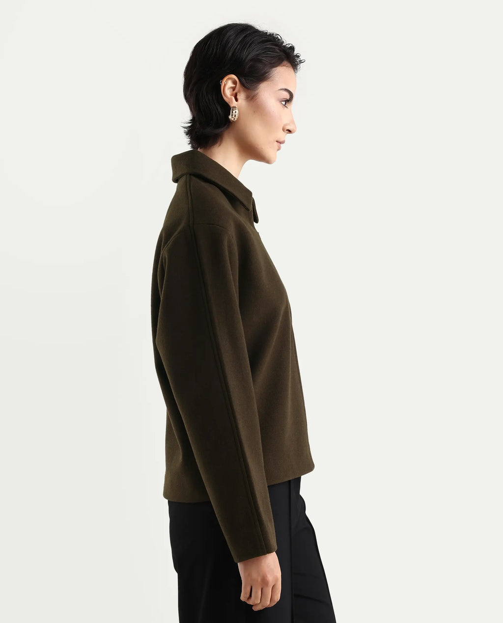 Rareism Women's Nacoz Olive Polyester Blend Spread Collar Regular Fit Jacket