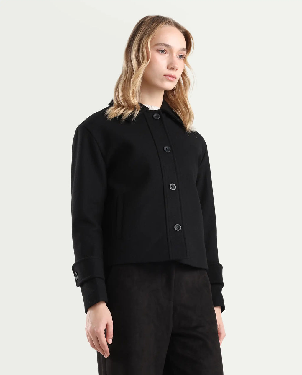 Rareism Women's Nikzo Black Polyester Blend Spread Collar Regular Fit Jacket
