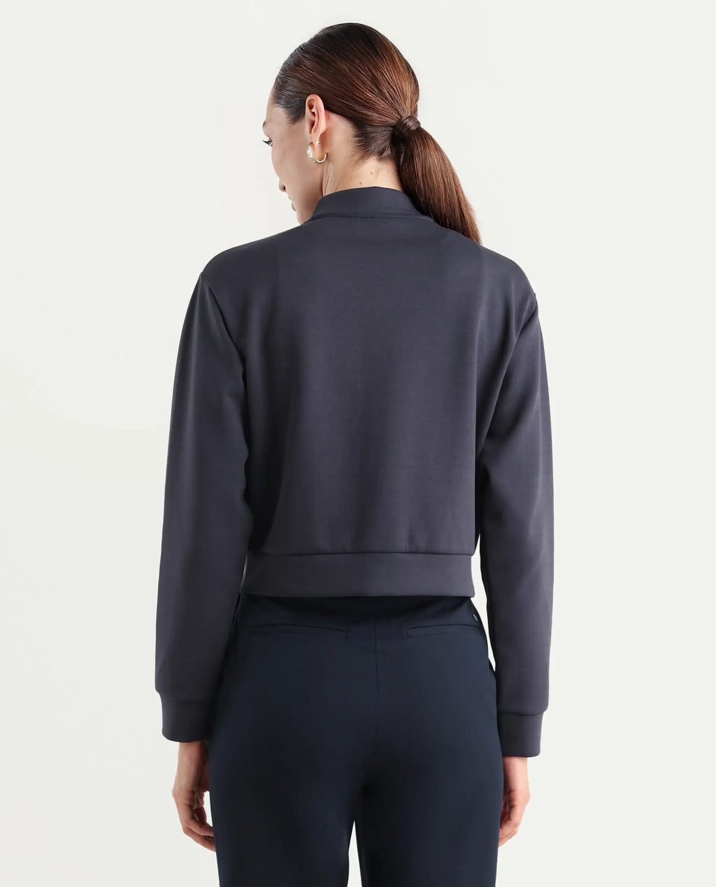 Rareism Women's Nitt Navy Cotton Blend Stand Collar Regular Fit Jacket