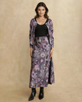 Rareism Women's Niyan Multi Satin Abstract Print Ankle Length Regular Fit Skirt