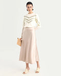 Rareism Women's Niyano Beige Polyester A-Line Skirt