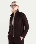 Rareism Women's Nizloz Maroon Polyester Blend Spread Collar Regular Plain Jacket