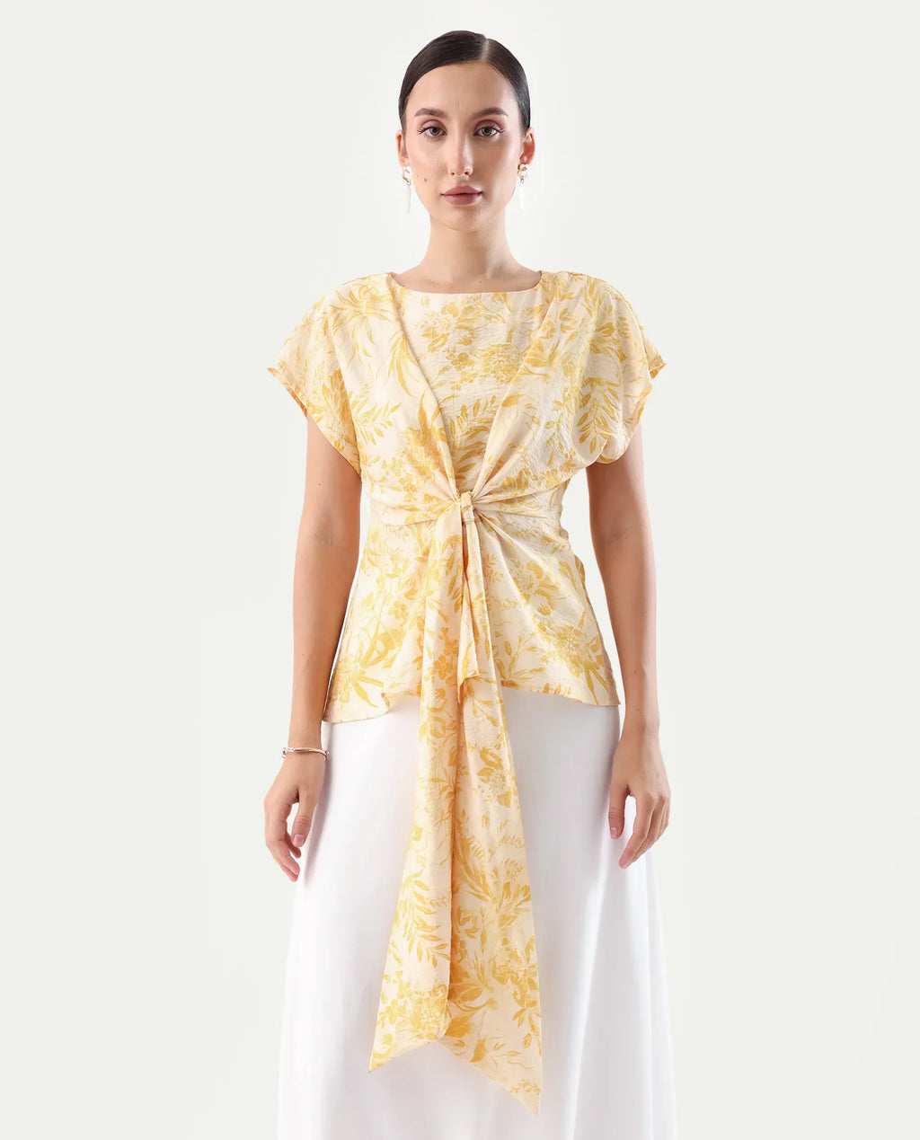 Rareism Women's Nuand Beige Viscose Blend V-Neck Regular Fit Top