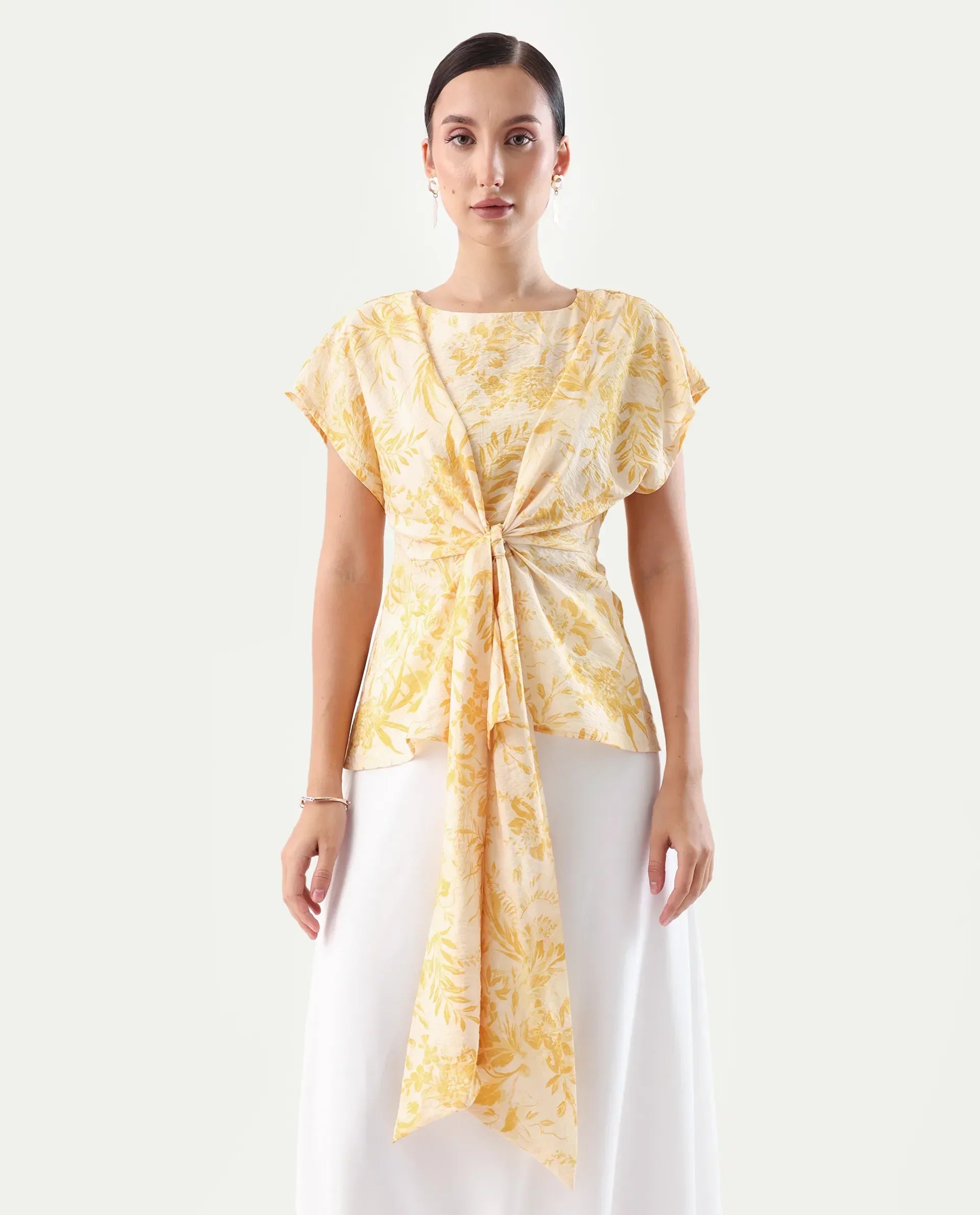 Rareism Women's Nuand Beige Viscose Blend V-Neck Regular Fit Top