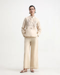 Rareism Women's Nucut-B Beige Cotton Straight Fit Trouser