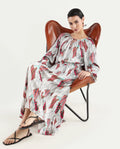 Rareism Women's Numan Multi Cotton Blend Tie-Up Neck Tropical Print Maxi Regular Fit Dress